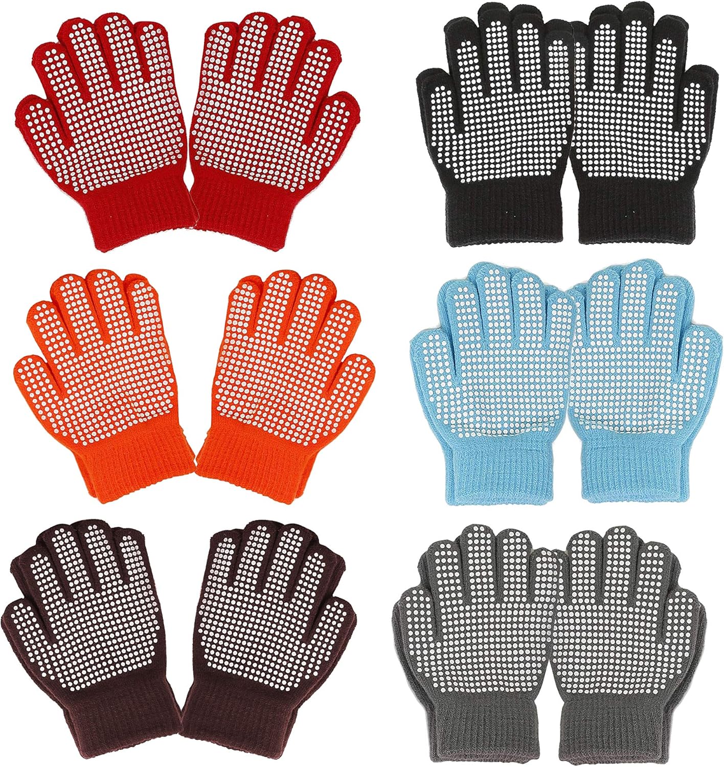 Gilbins Magic-Stretch Gripper Glove, Kids Size, Colorful Set, 6 Pair