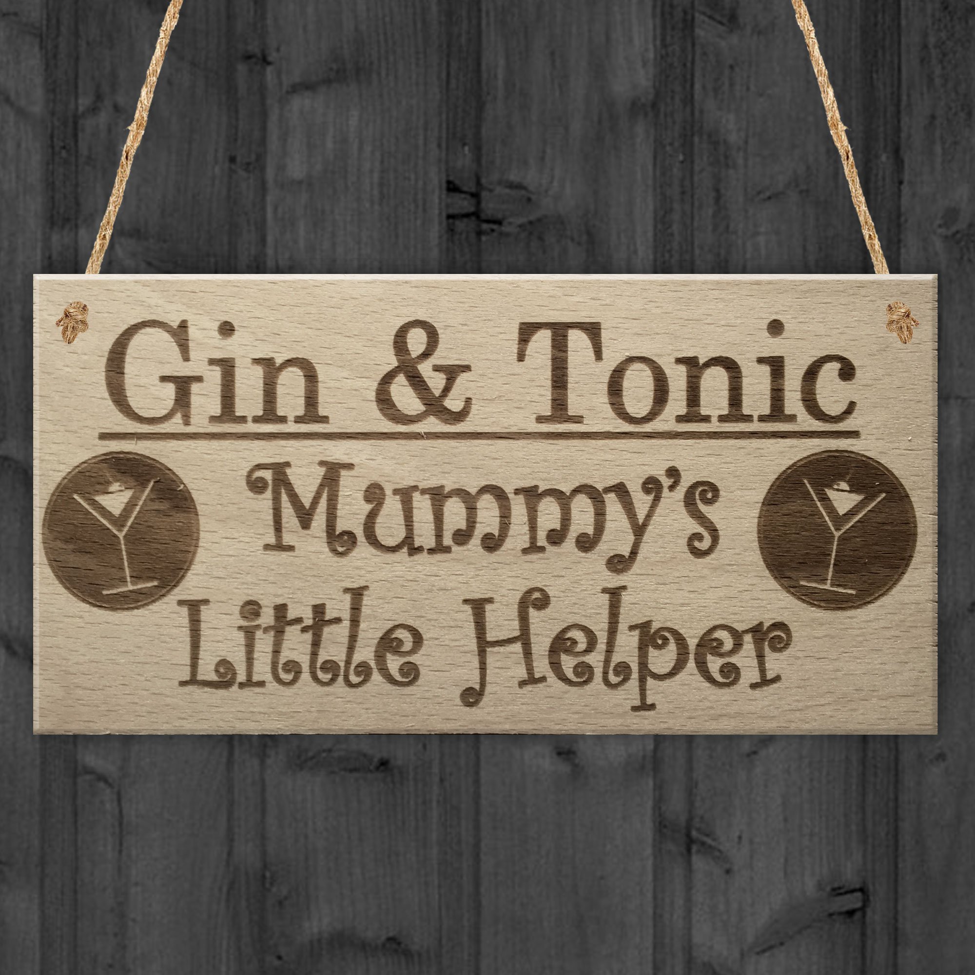 Red Ocean Gin & Tonic Mum Funny Alcohol Kitchen Best Friend Gift Hanging Plaque Friendship Sign