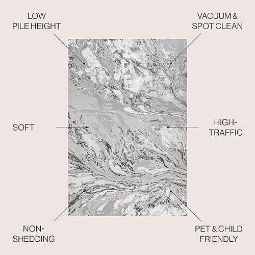 Miniatura 2 de JONATHAN Y SOR203C-5 - Alfombra abstracta de 5 x 8 pies, jaspeada con remolinos para interiores, estilo informal, tradicional, fácil de limpiar,