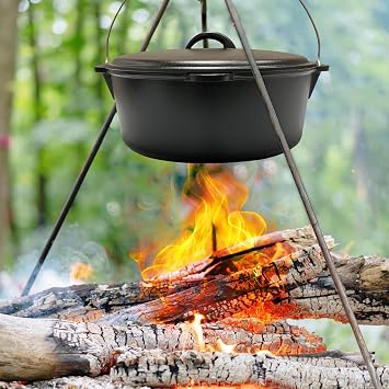 Cuisiland 12 Quart Cast Iron Dutch Oven with Dome lid & Bail Handle | Dome Lid, Bail Handle Large Capacity