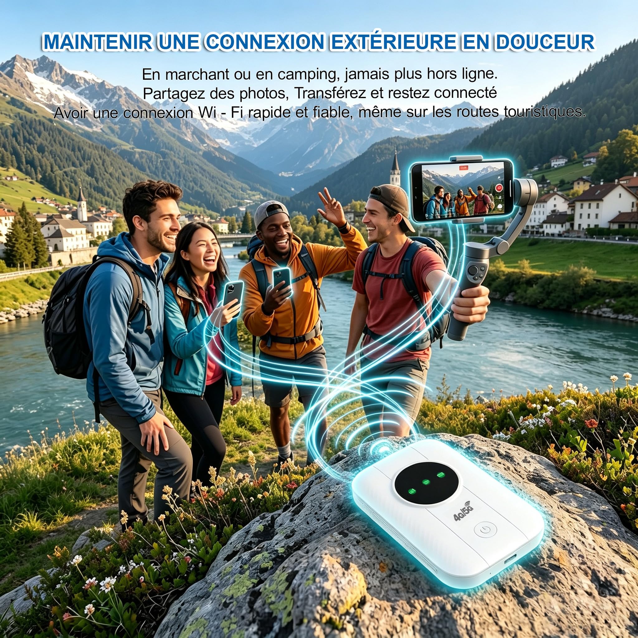 Routeur 5G/4G Portable WiFi 6 avec Slot SIM –Modem Carte SIM,Mobile Haut Débit 5G/4G+, Jusqu’à 20+ Appareils Connectés, Batterie 2100mAh,pour Voyage