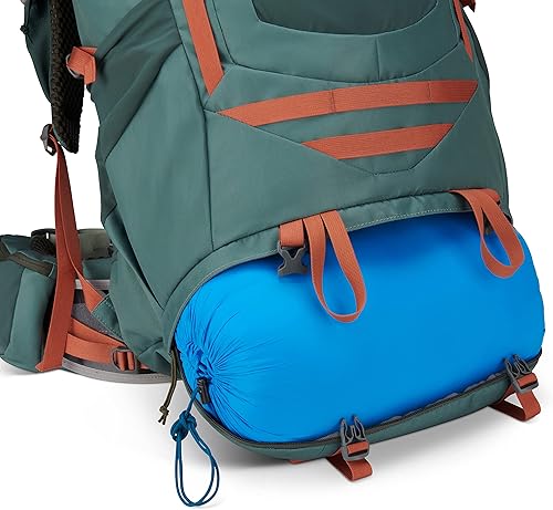 Vista 10 de Kelty Glendale 65L - 105L Paquete de senderismo para varios días, suspensión ajustable, ajuste personalizado (verde pato, 105L)