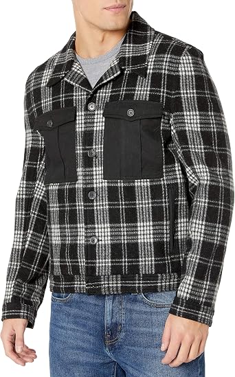 Billy Reid Mens Standard Fit Wool Cotton Combo Shirt Jacket