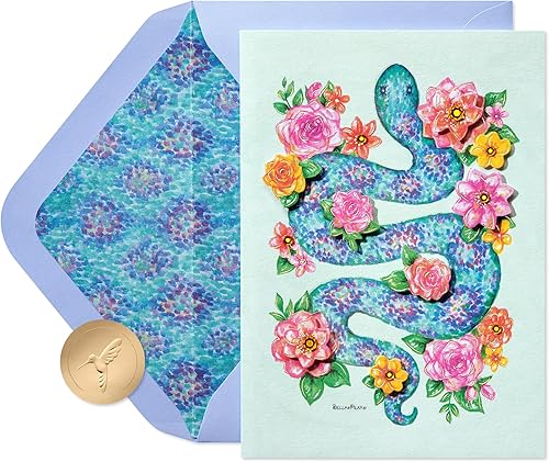 Papyrus Tarjeta en blanco para ella, diseñada por Bella Pilar (Snake & Flowers)