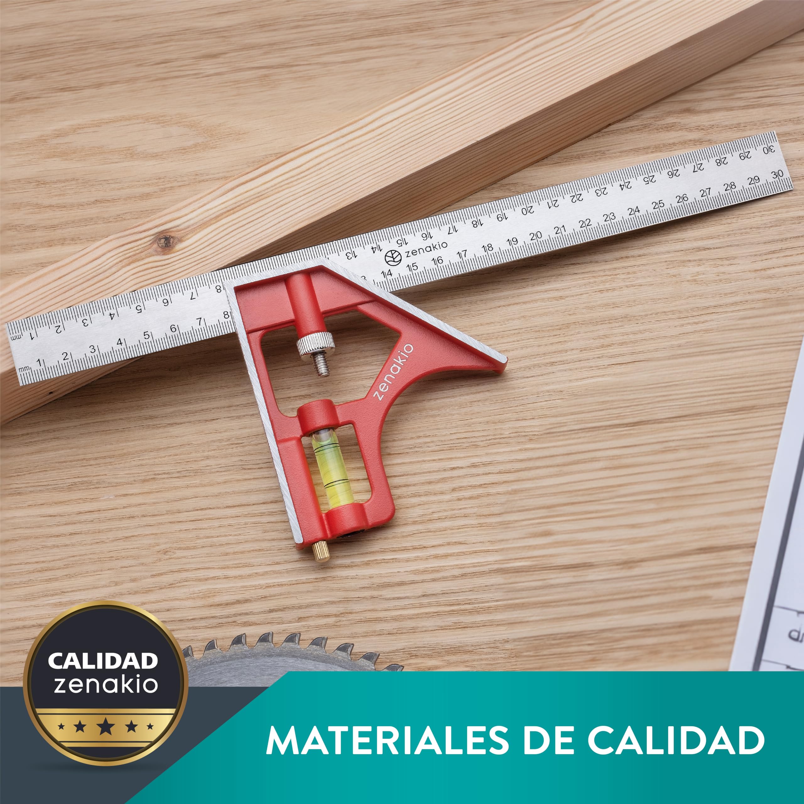 Escuadra Metalica Carpintero 30 cm - Medición y Marcado Preciso - Escuadra Rapida de Angulo de Acero Inoxidable - Perfecta en Trabajos de Madera y Metal - Herramientas Carpinteria Profesional
