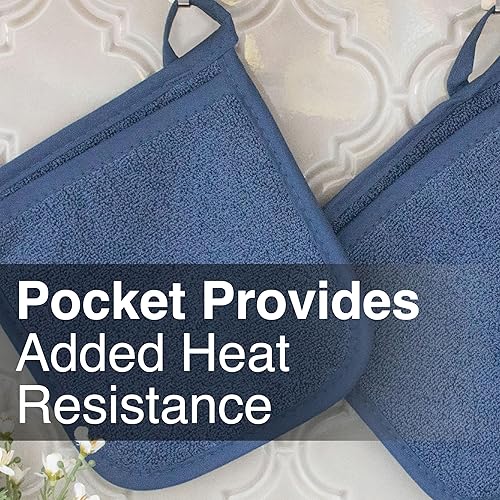 Miniatura 6 de Ritz - Guante de bolsillo de rizo y almohadilla resistente al calor, duradero, 100% algodón, diseño ergonómico para un agarre óptimo, fácil cuidado,