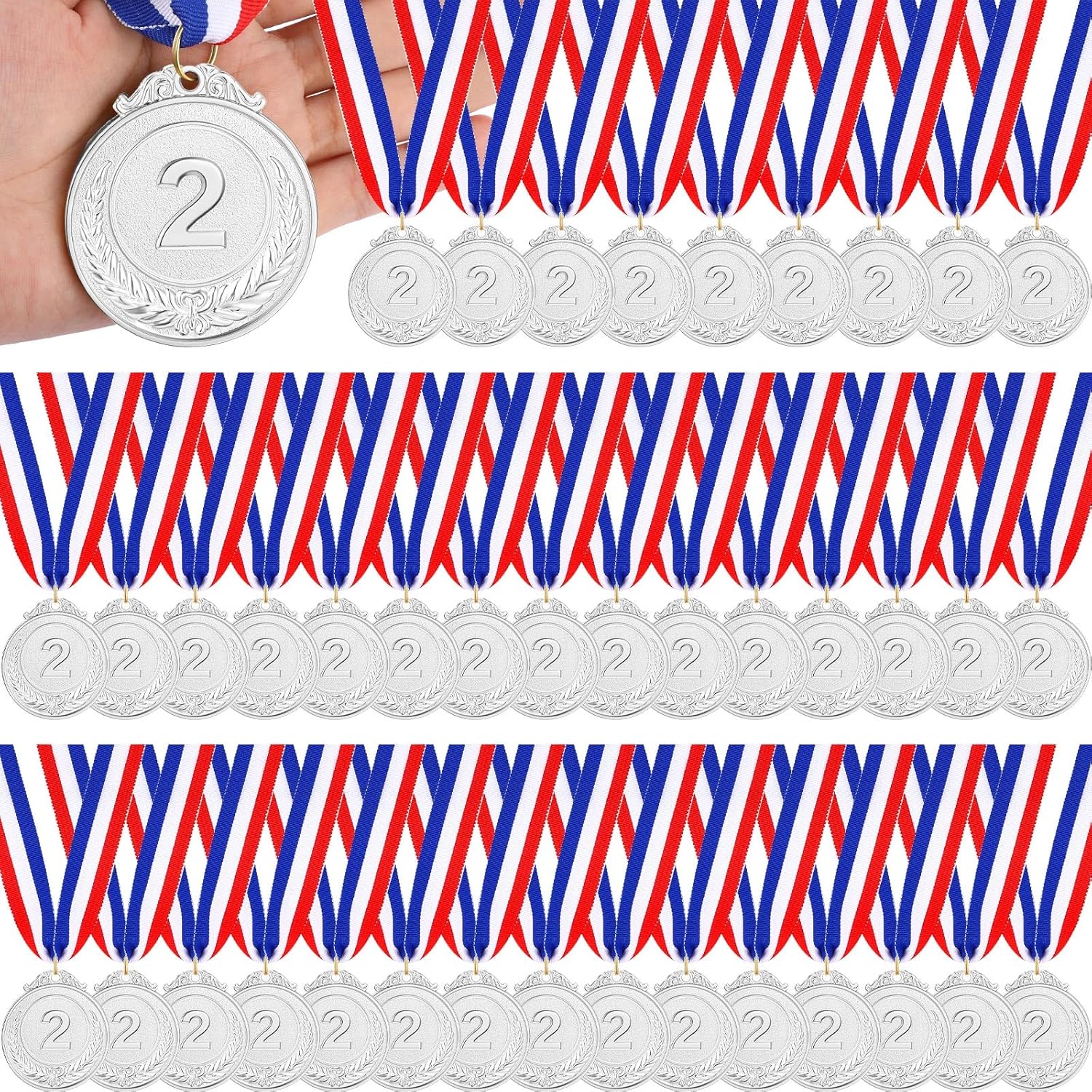 Sasylvia 72 Pcs Medals for Awards 2 Inch Prizes Bulk Winner Medals with Ribbon for Sports, Competitions, Party, Spelling Bees