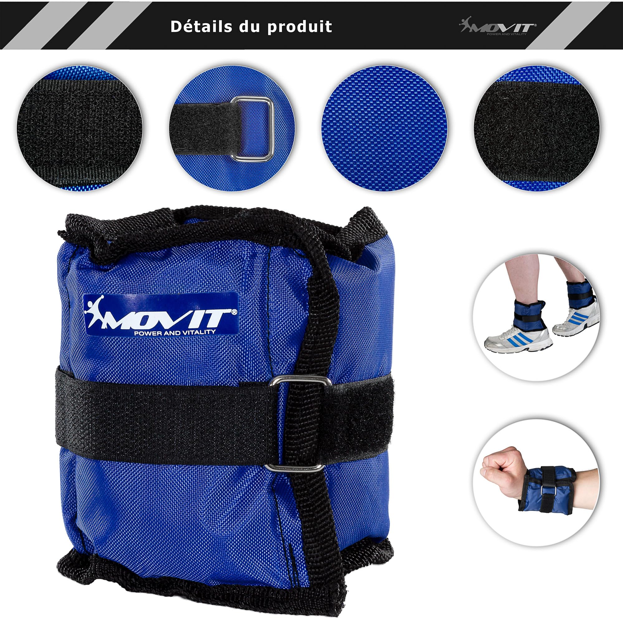 Paire De Manchettes Lestées 1 Kg (2x500 G) Avec Noyau En Fer, Revêtement Silicone - Pour Pilates, Yoga, Cardio Et Renforcement Musculaire
