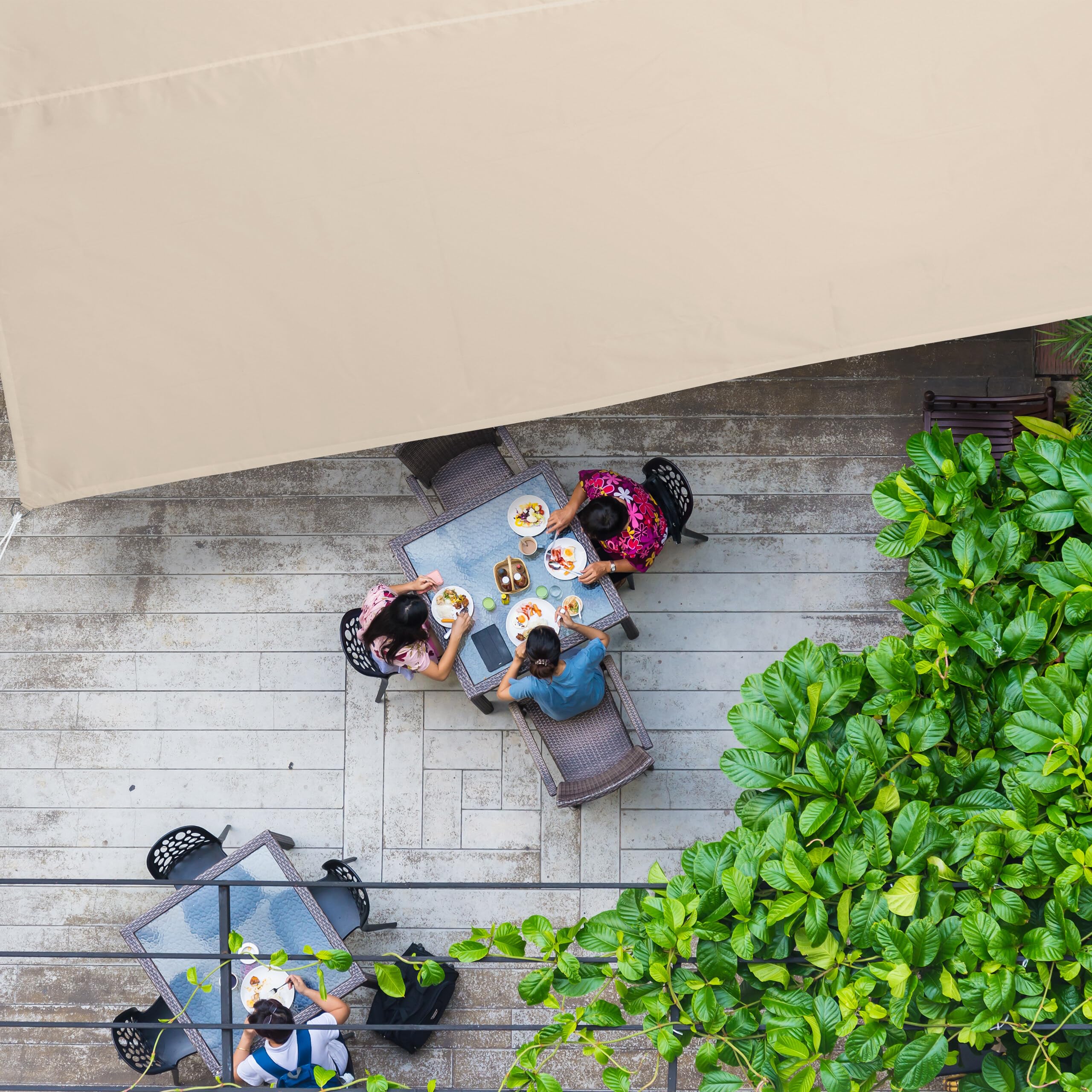 Relaxdays Voile d’ombrage rectangulaire, L x P: 5 x 6 m, imperméable, Anti-UV, tendeurs, terrasse, Balcon, Beige