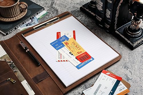 Miniatura 5 de Portafolio de cuero personalizado para hombres, carpeta de portapapeles de cuero grabada, padfolio de currículum de cuero personalizado para