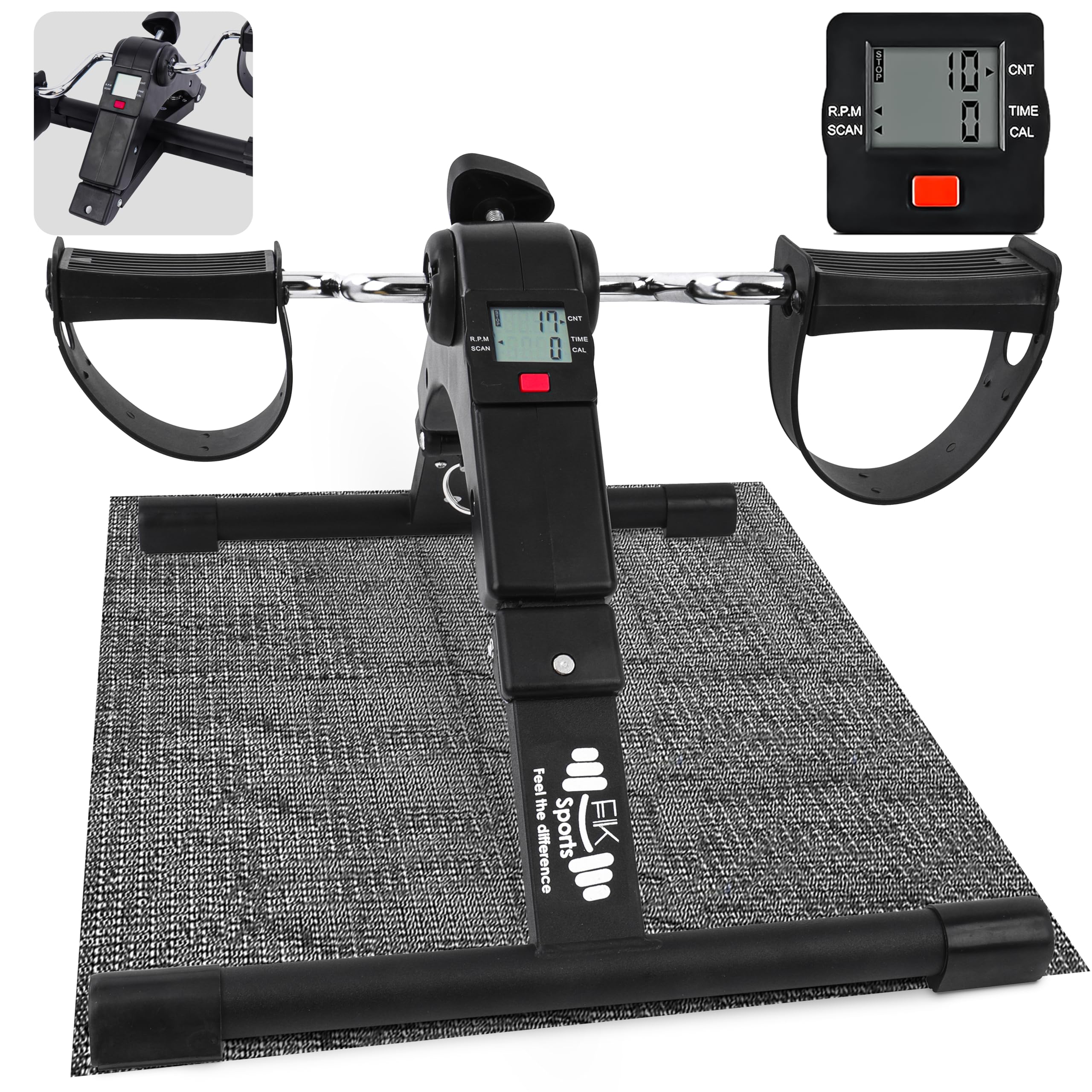 FK Sports Mini Exercise Bike – Portable Pedal Exerciser with LCD Screen & Adjustable Resistance for Arm & Leg Workout (Black)