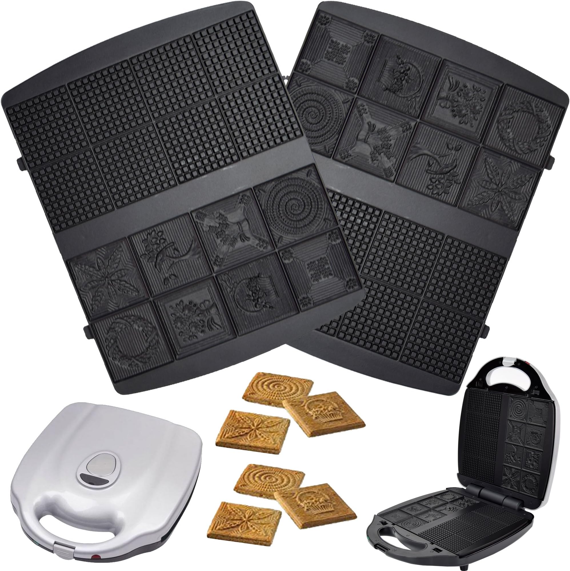 Syntrox Germany XXL detachable plates removable plates cinnamon waffle for Chef Maker ZN-2000 W