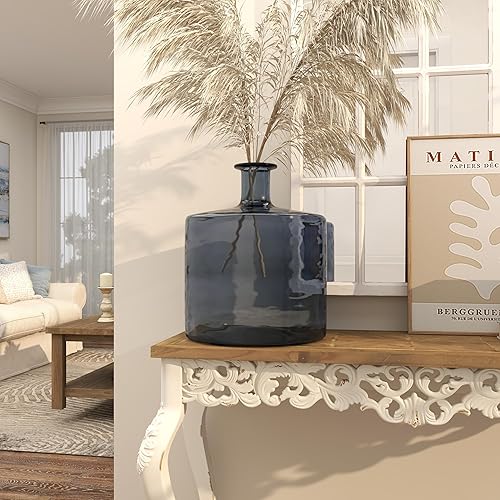 Miniatura 7 de Deco 79 Jarrón decorativo de vidrio reciclado hecho a mano con botella española para centro de mesa, florero para decoración del hogar, 10 x 10 x 30