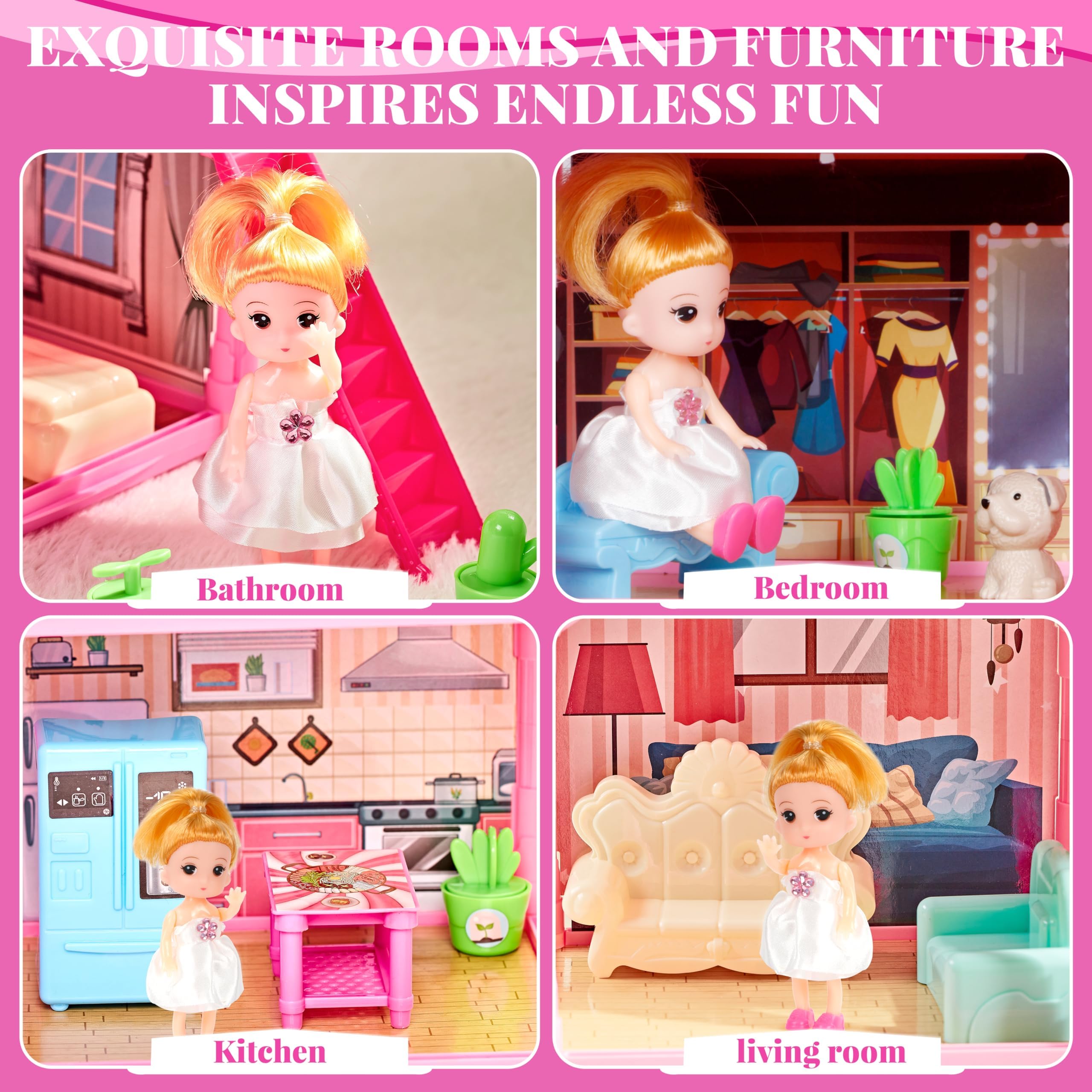 My Dream Dolls' House セクション3〜12 EXERCISE N PLAY Dream Princess Dollhouse, 12 Rooms, Pink