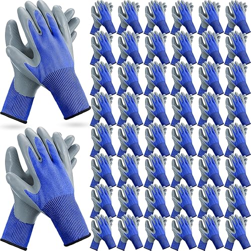 Miniatura 7 de Jexine 50 pares de guantes de trabajo de seguridad para hombres y mujeres, con revestimiento de látex transpirable y agarre fuerte