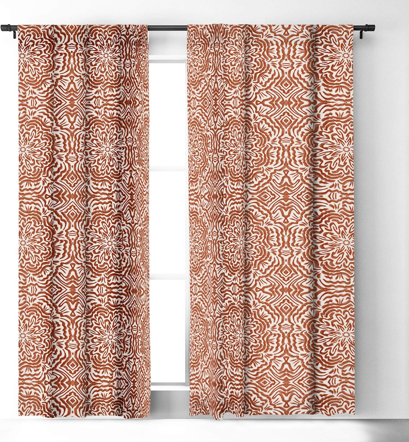Deny Designs Marta Barragan Camarasa Terracotta Strokes Pattern Blackout Curtains, 50" x 96", Pink