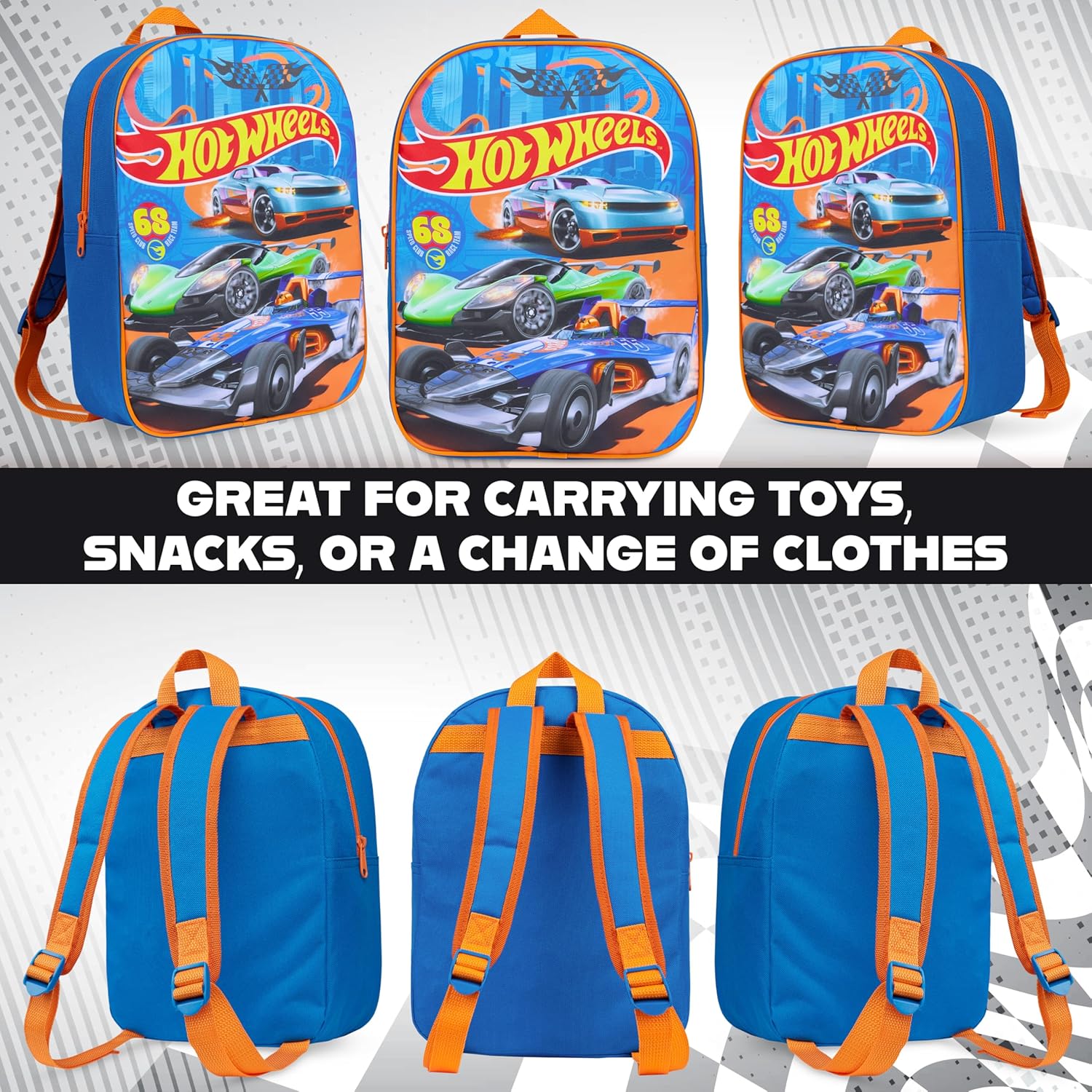 Get Trend Hot Wheels Mini Backpack Kids Toddlers 12x9” Rucksack Kindergarten Bag Preschool Sports Travel Backpacks 3+ Gifts for Kids (Blue Hot Wheels) - Image 3