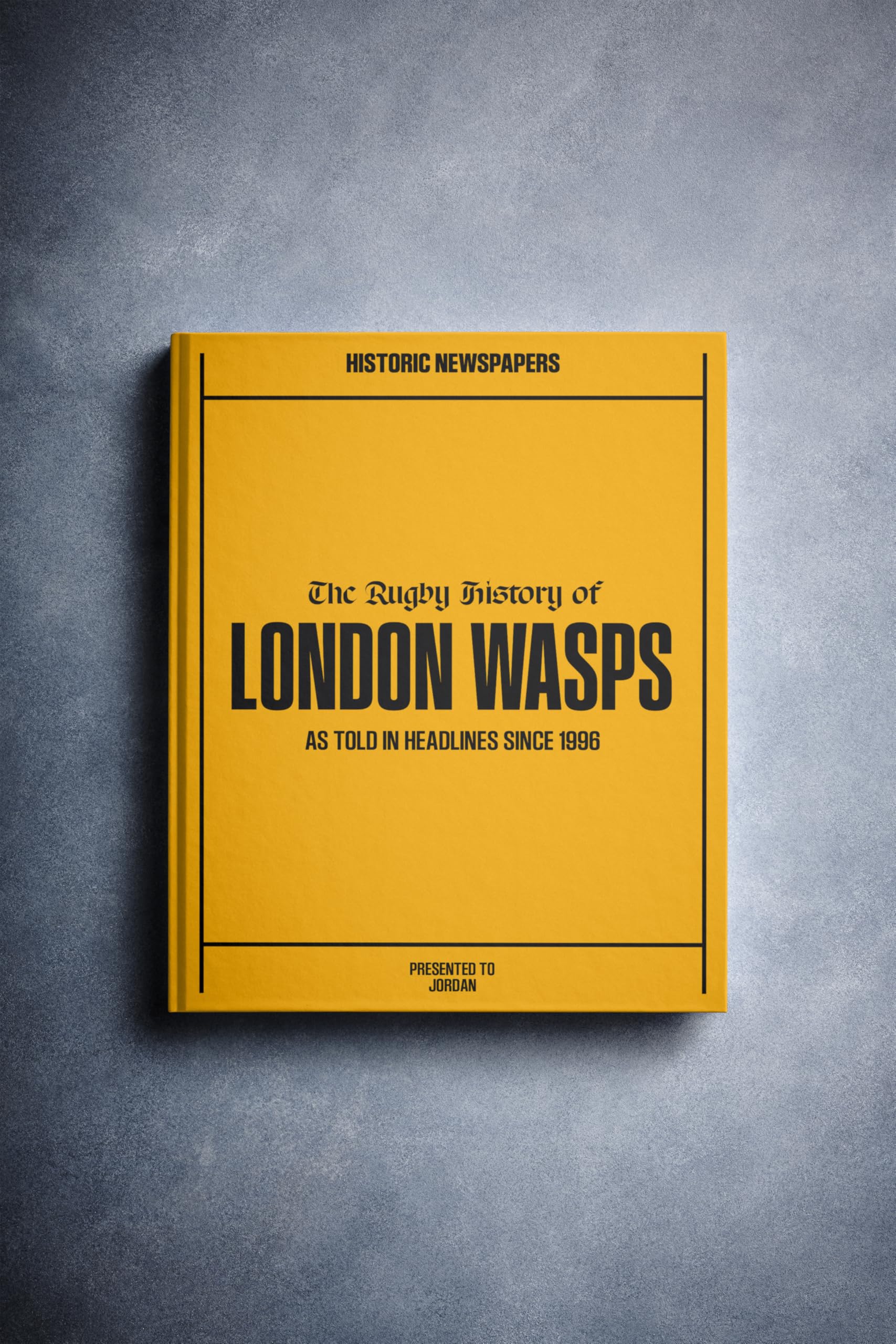 Historic Newspapers - Personalised Rugby Union Newspaper History Book - Sports Fan Gift - History Told Through Newspaper Coverage - Name Printed On Cover (Wasps Rugby)