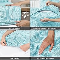 Vista 4 de LDC LUX Décor Colección - Juego de sábanas para cama de tamaño individual con estampado de cachemira – 4 piezas de sábanas de microfibra ultra
