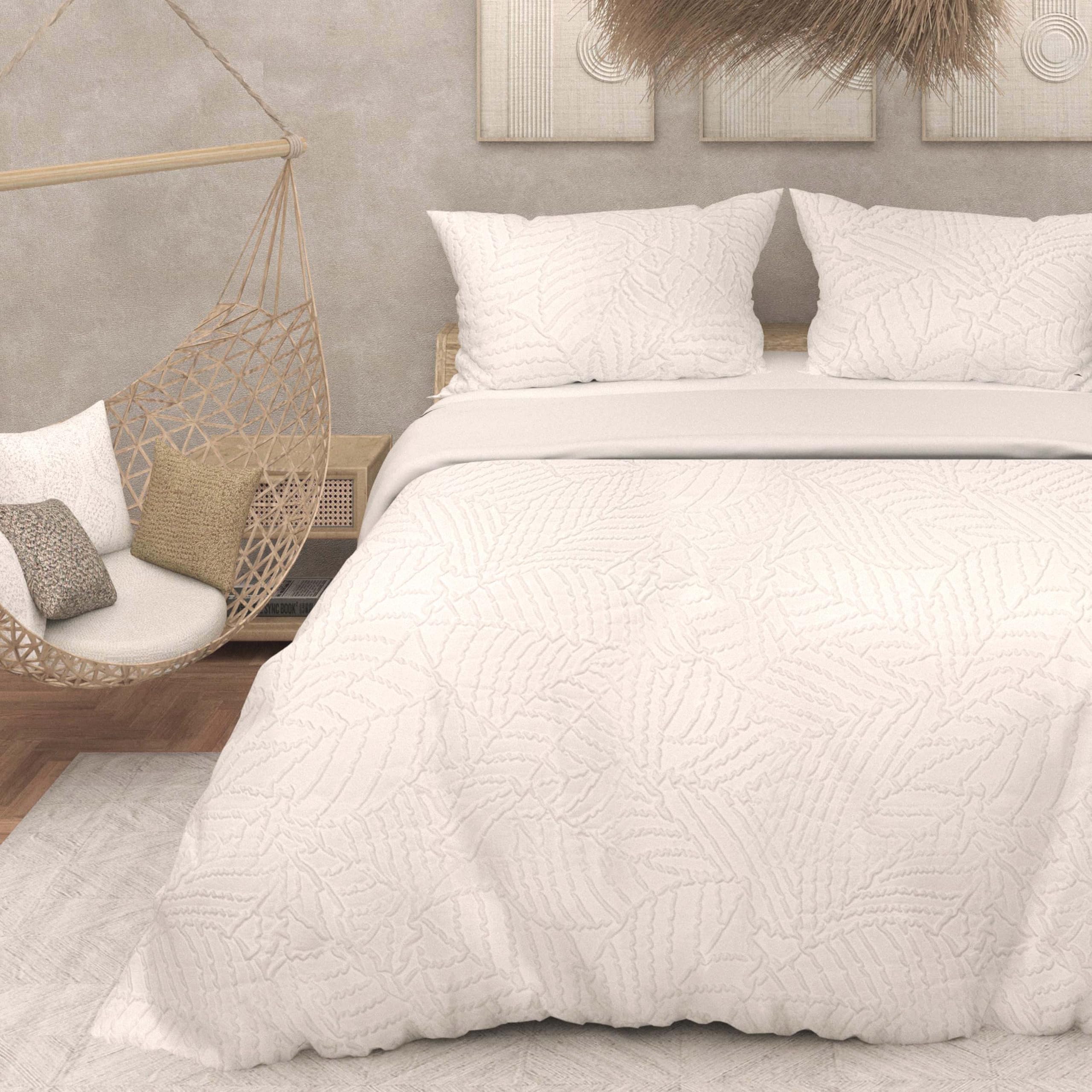 Intemporel Soleil d'Ocre Maya 3D Microfibre Duvet Cover Set 260 x 240 cm White