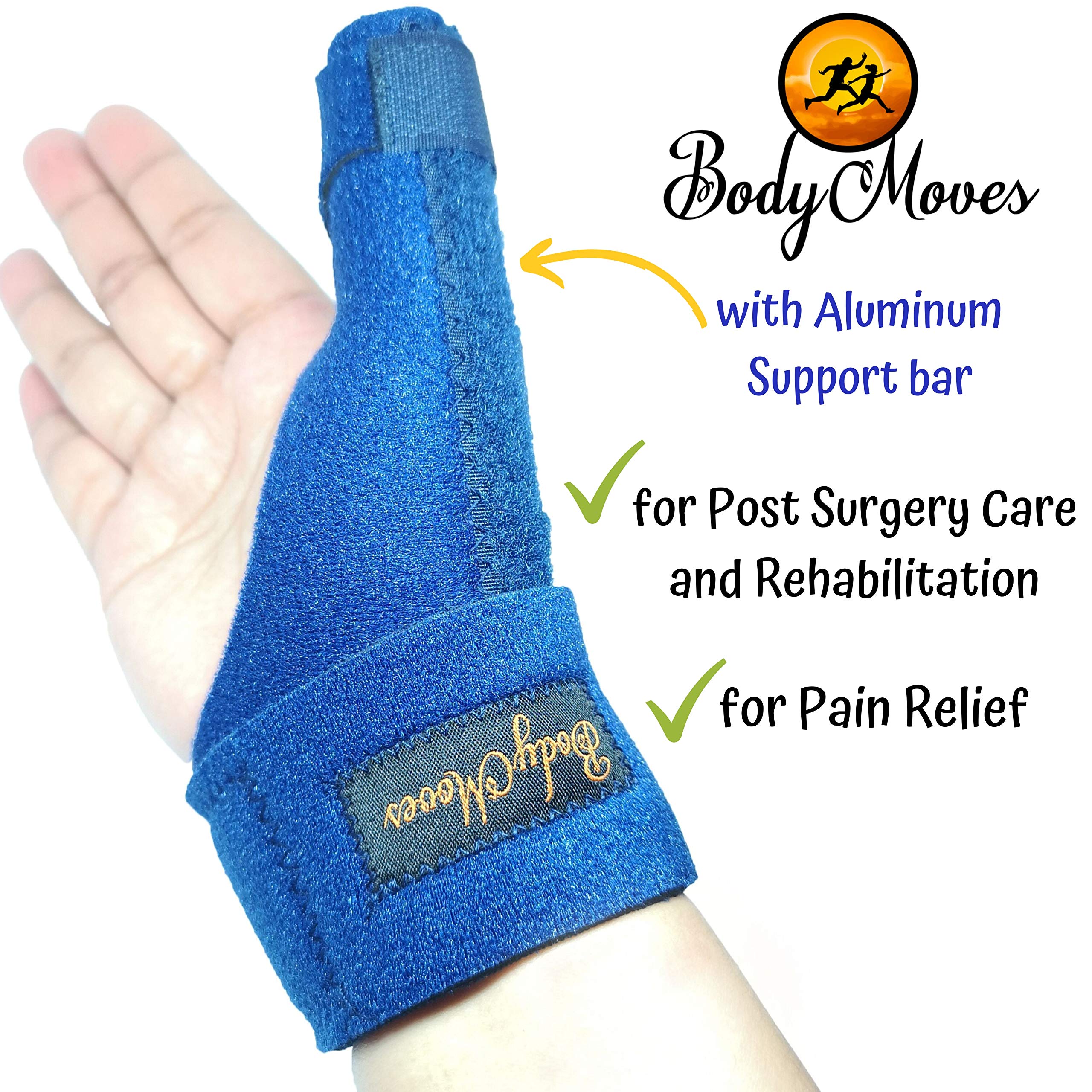 BodyMoves Férula para pulgar más paquete de gel frío y caliente para dedos: tenosinovitis, tendinitis, especia del pulgar gatillo, túnel carpiano, muñeca ajustable CMC y mano izquierda derecha