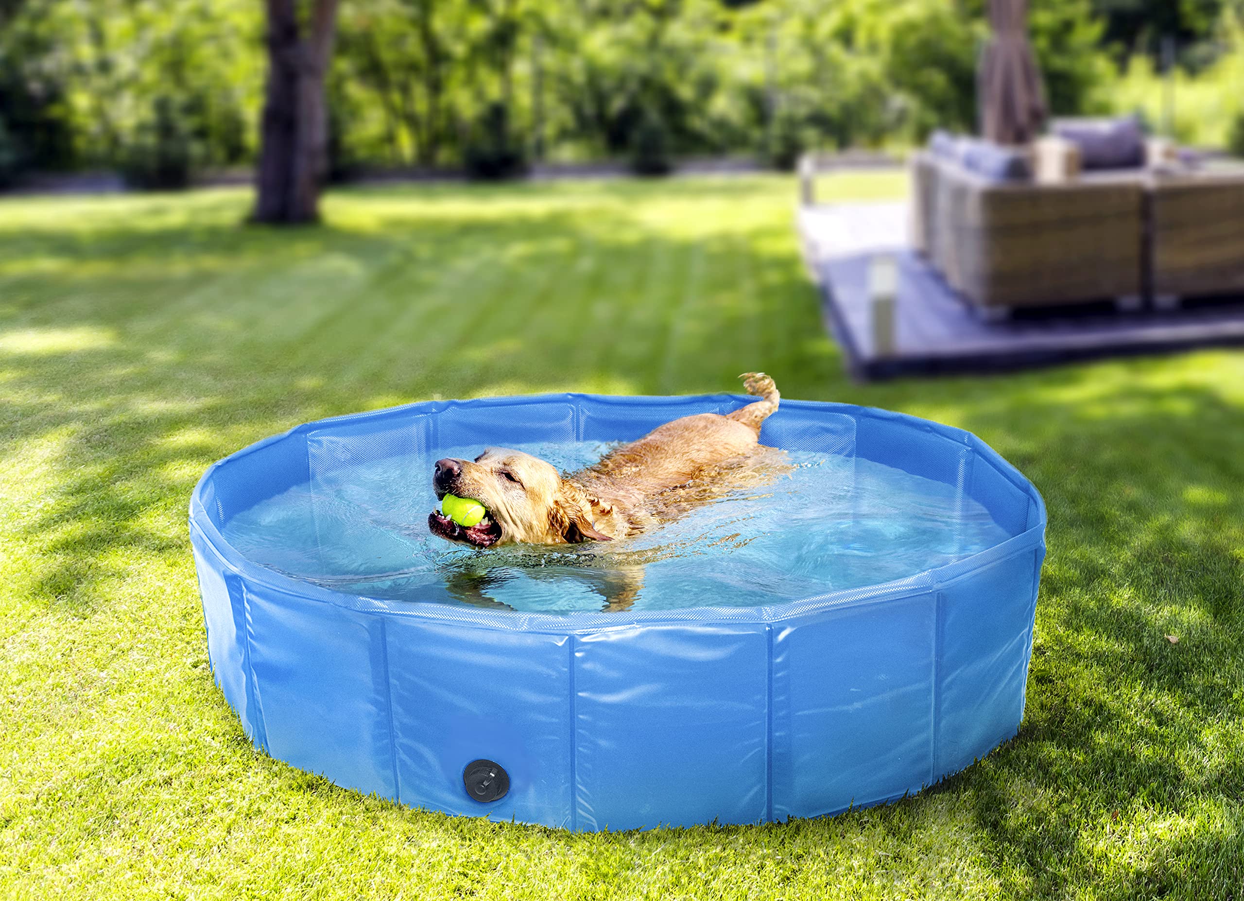 Flamingo Piscine pour Chiens - 120 x 30 cm - Matériau synthétique - Pliable - Aucune Pompe à air n'est nécessaire pour Installer la Piscine