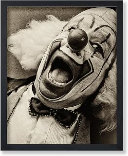 Poster Master Vintage Laughing Clown Poster - Retro Circus Clown Photograph Print - Freak Show Art - Gothic Gift for Men, Women, Circus Fans - Decor for Home, Office, Bedroom - 8x10 UNFRAMED Wall Art