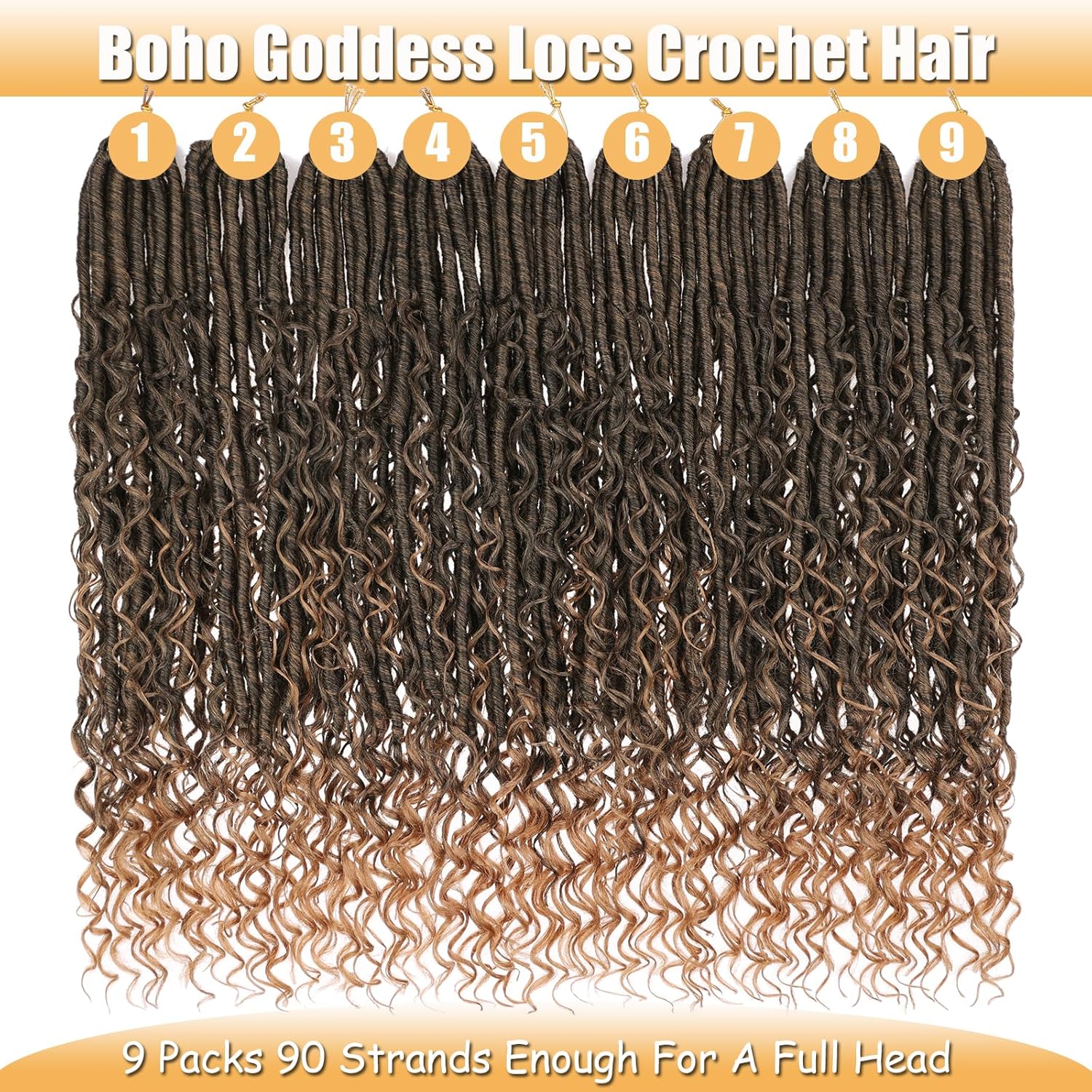 ZRQ 9 Packs Goddess Faux Locs Crochet Hair 24 Inch Boho Soft Locs Crochet Hair Pre Looped Ombre Blonde Bohemian River Locs Crochet Hair for Black Women (24Inch, T27#) thumbnail