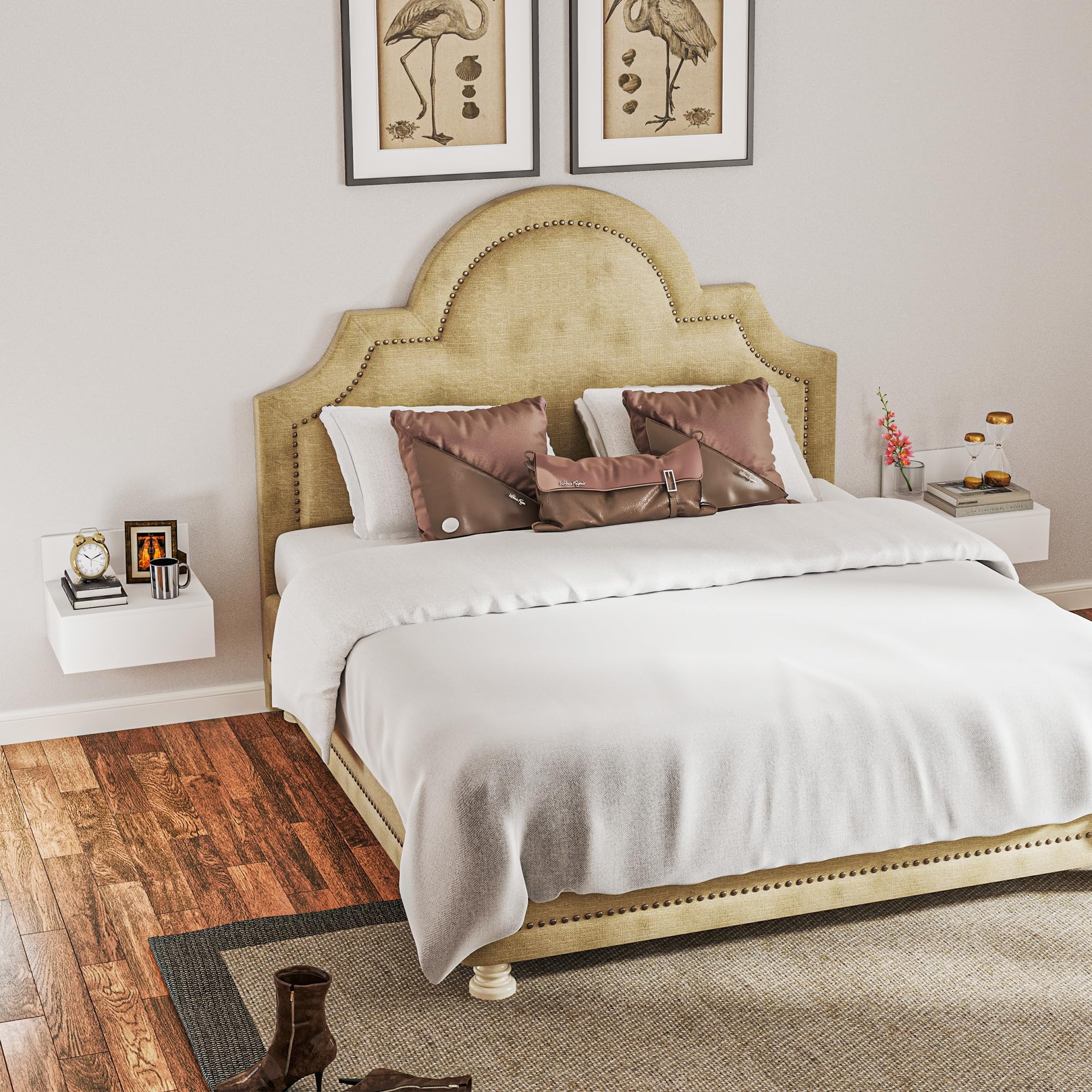 HOMCOM Juego de 2 Mesitas de Noche Flotantes Mesillas de Noche para Dormitorio con Cajón Mesas de Noche para Habitación Salón Hogar 43x36,5x30,5 cm Blanco