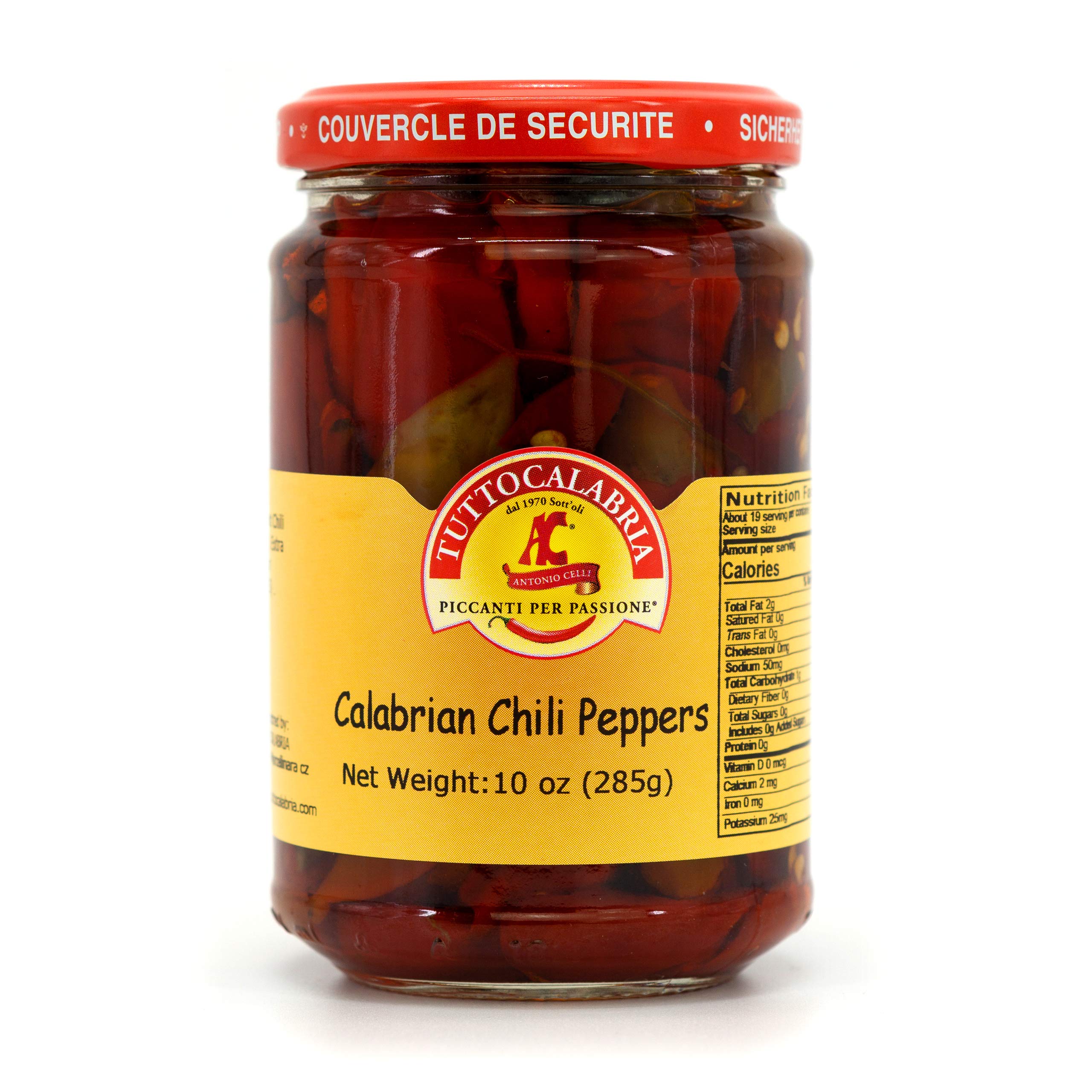 TUTTOCALABRIA, Whole Calabrian Chili Peppers in Oil, All Natural, Non