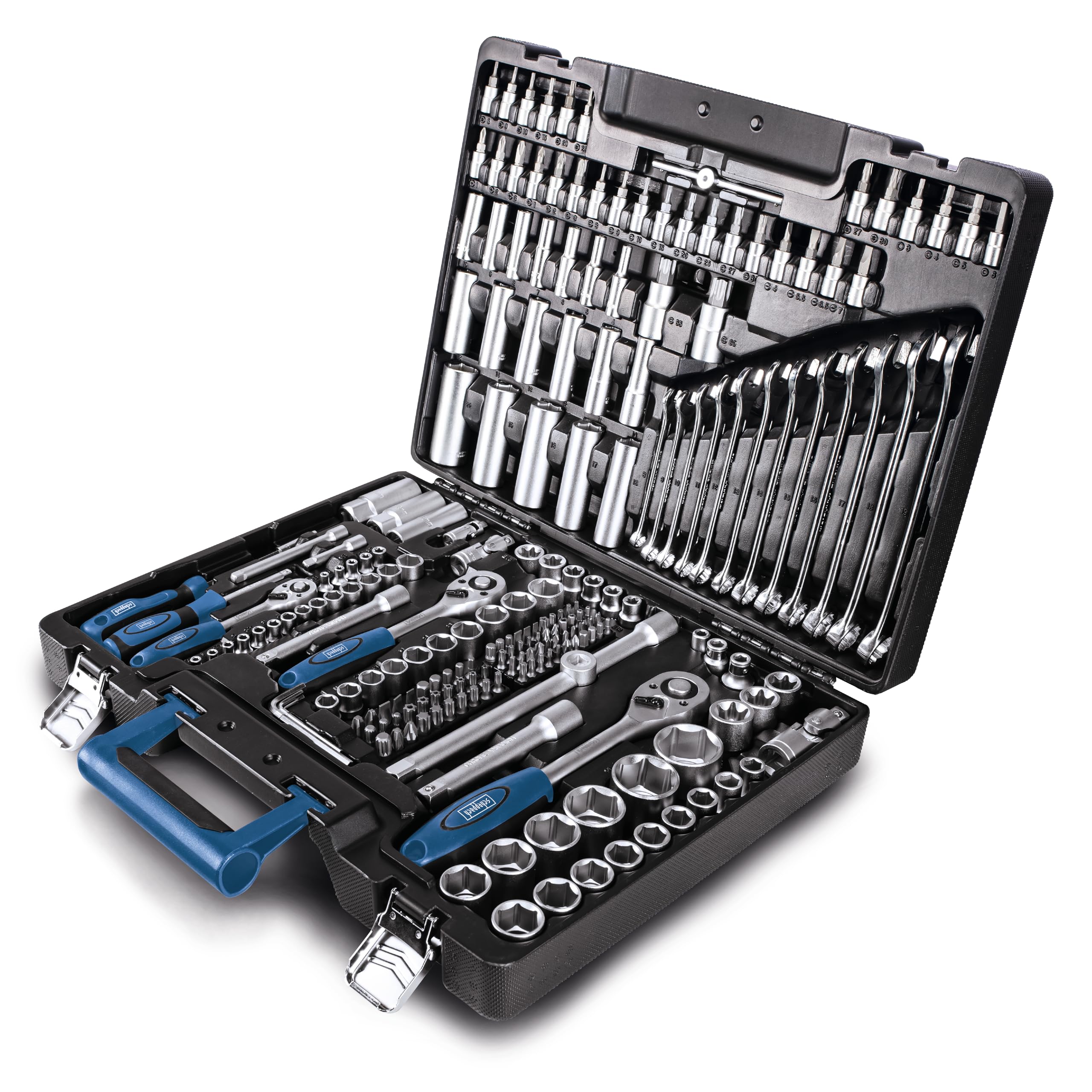 Scheppach Atelier Mobile TB217 | Coffret à outils | Valise d'outils - Jeu de clés à douilles | 217 pièces | Bien rangés et à portée de main | En Acier Chrome Vanadium
