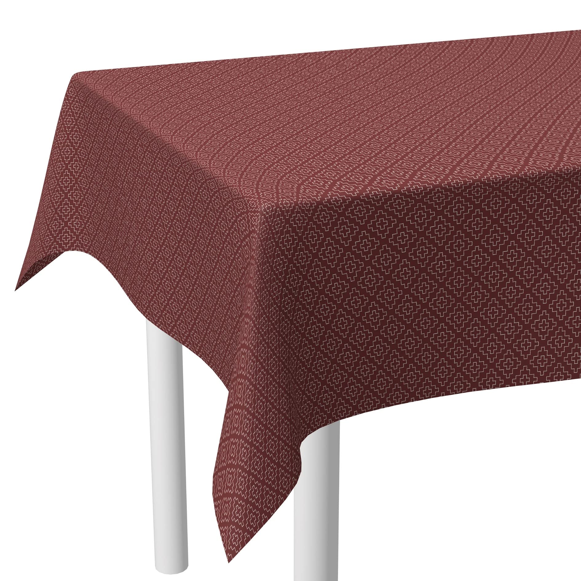LILENO HOMEBroderie Marsala Tablecloth Washable by the Metre 40 x 140 cm (Cut Edge) Cotton Tablecloth Waterproof with Stain Protection (100% Cotton Polyester Fabric Tablecloth)