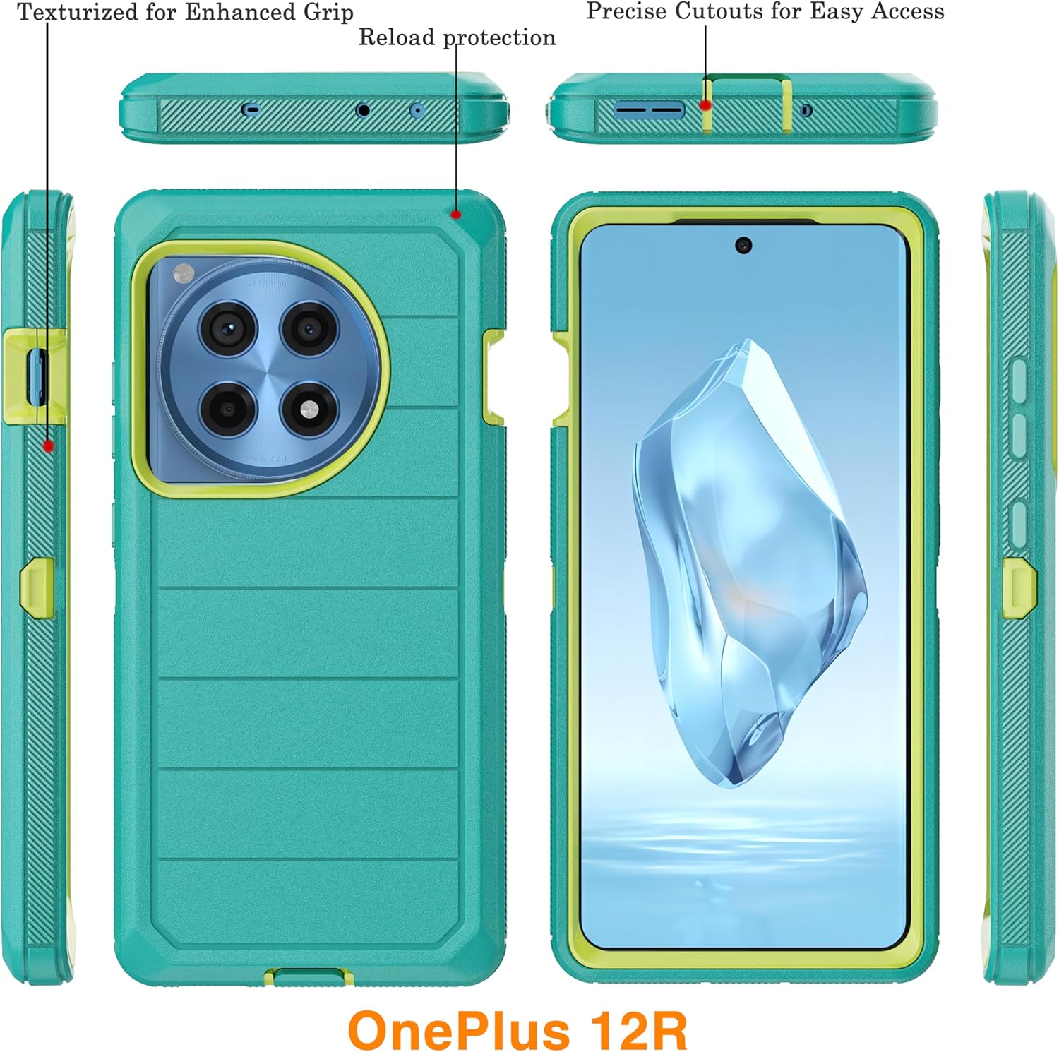 YmhxcY Phone Case for OnePlus 12R Case with [Military Grade] Drop Proof 3-Layer Durable Cover/Shockproof Armor Drop Protection Solid Rubber Case for OnePlus 12R 6.78"-Light Blue/Yellow image 2 of 6 B0D793HCDD