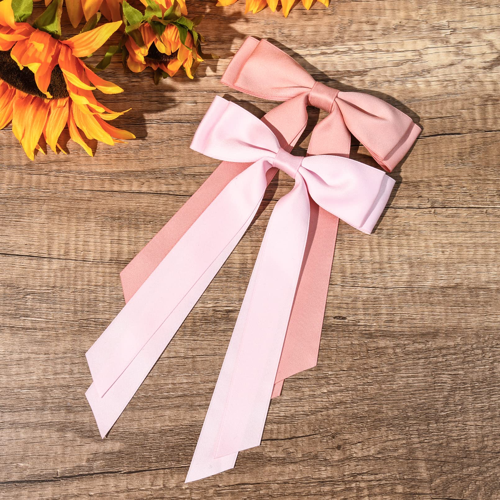Amazon.com : 2PCS Silky Satin Hair Bows Hair Clip Pink Hair Ribbon