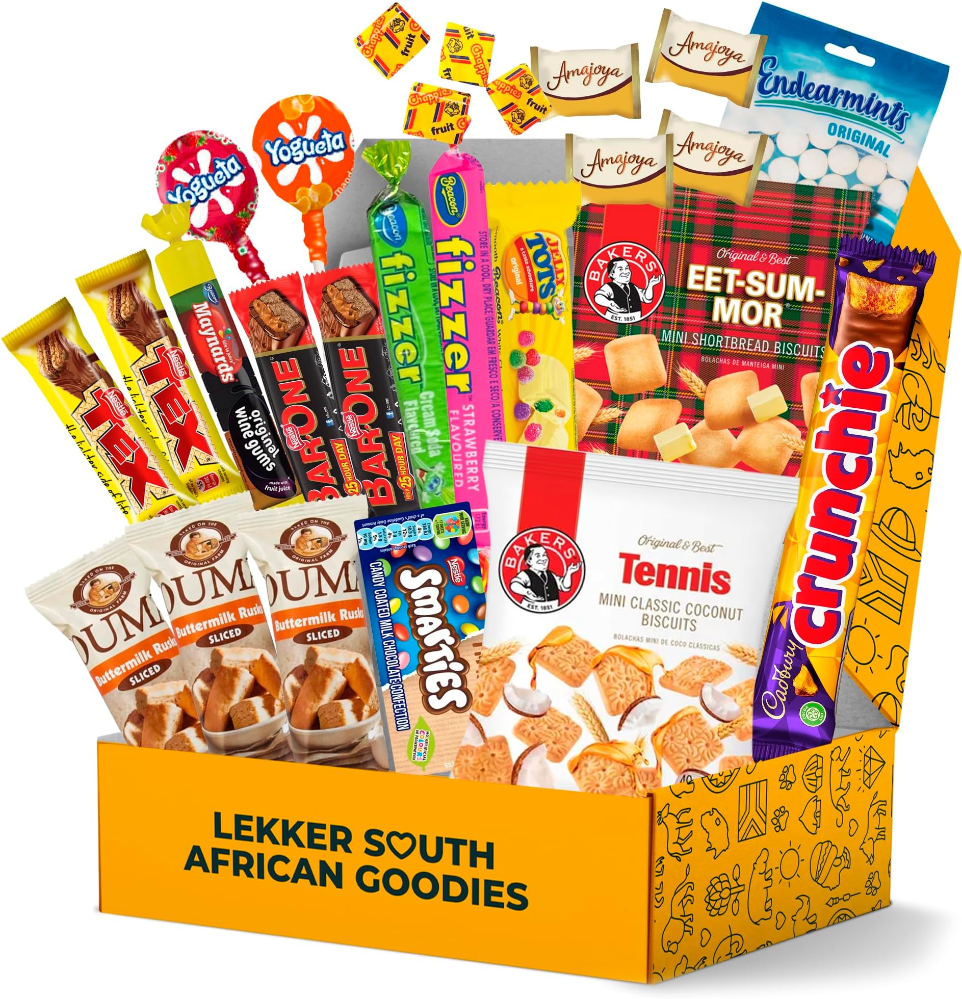 South African Snacks - 26-Unit Exotic Snack Box with Authentic South African Food, Candy, Chocolates & Biscuits, Elegantly Packaged in a Gift Box, Ideal for Food Lovers
