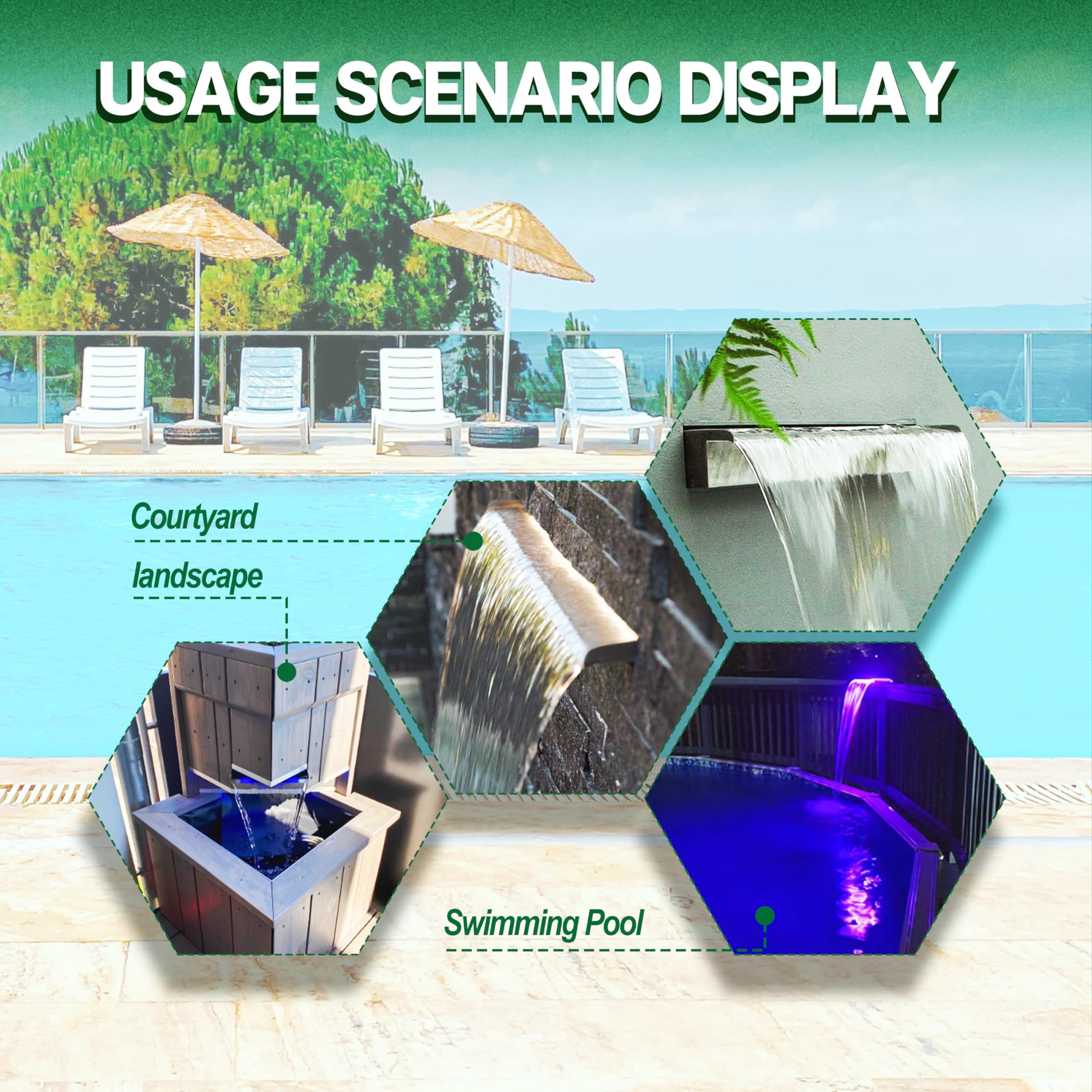 Cascadas Para Piscinas Fuente De Cascada Para Piscina - Acero Inoxidable,  Diseño Elegante Estanque Jardin, image size:2560x2560