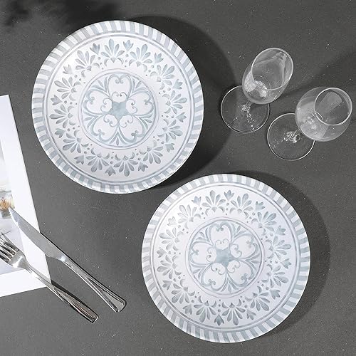 Miniatura 3 de Yinshine Juego de platos llanos de melamina, juego de platos profundos de 9.25 pulgadas, 6 platos de ensalada, juego de platos en relieve para 6,