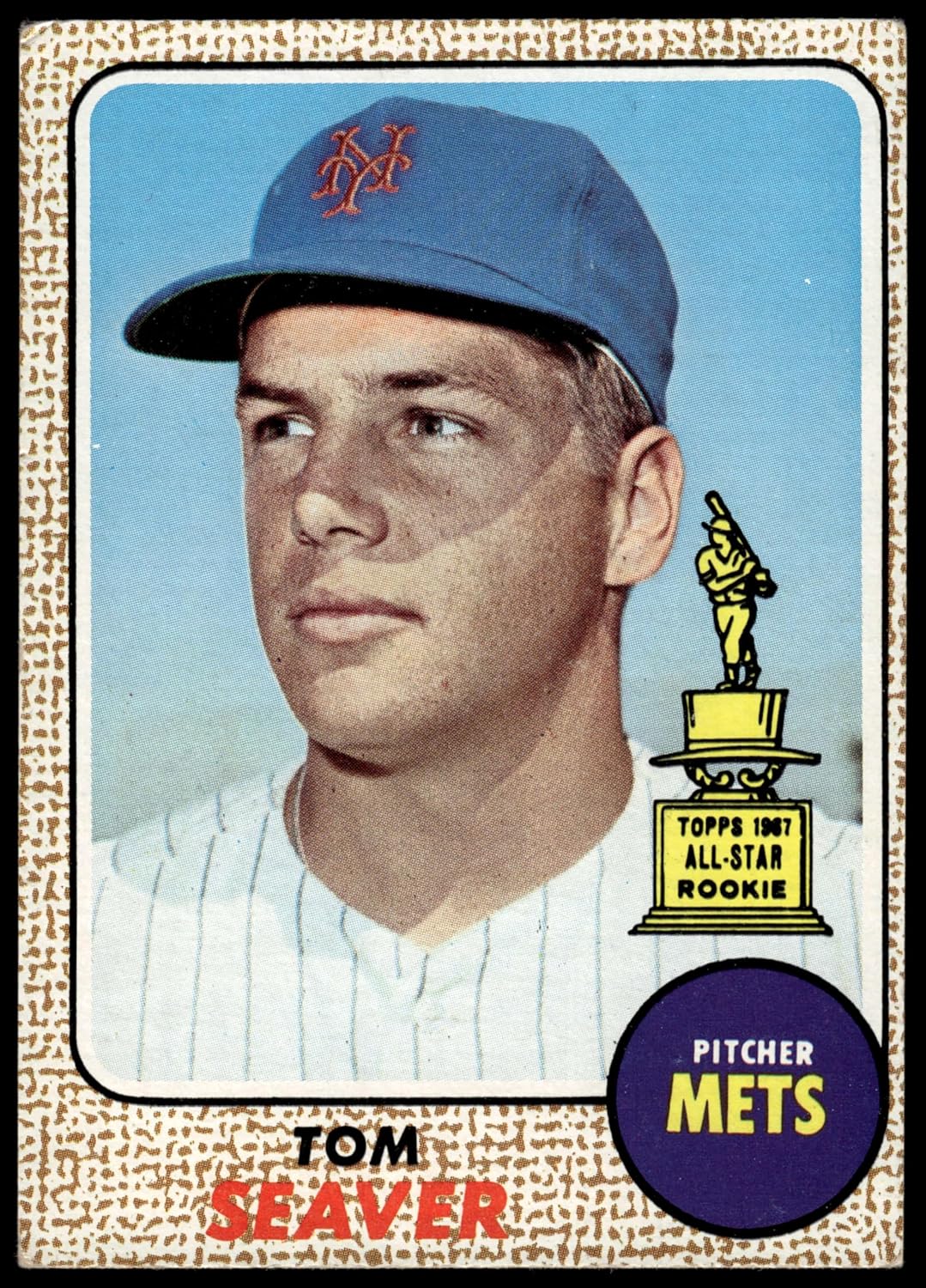 1968 Topps #45 A Tom Seaver New York Mets (Baseball Card) (Back is Gold in Color) VG/EX Mets