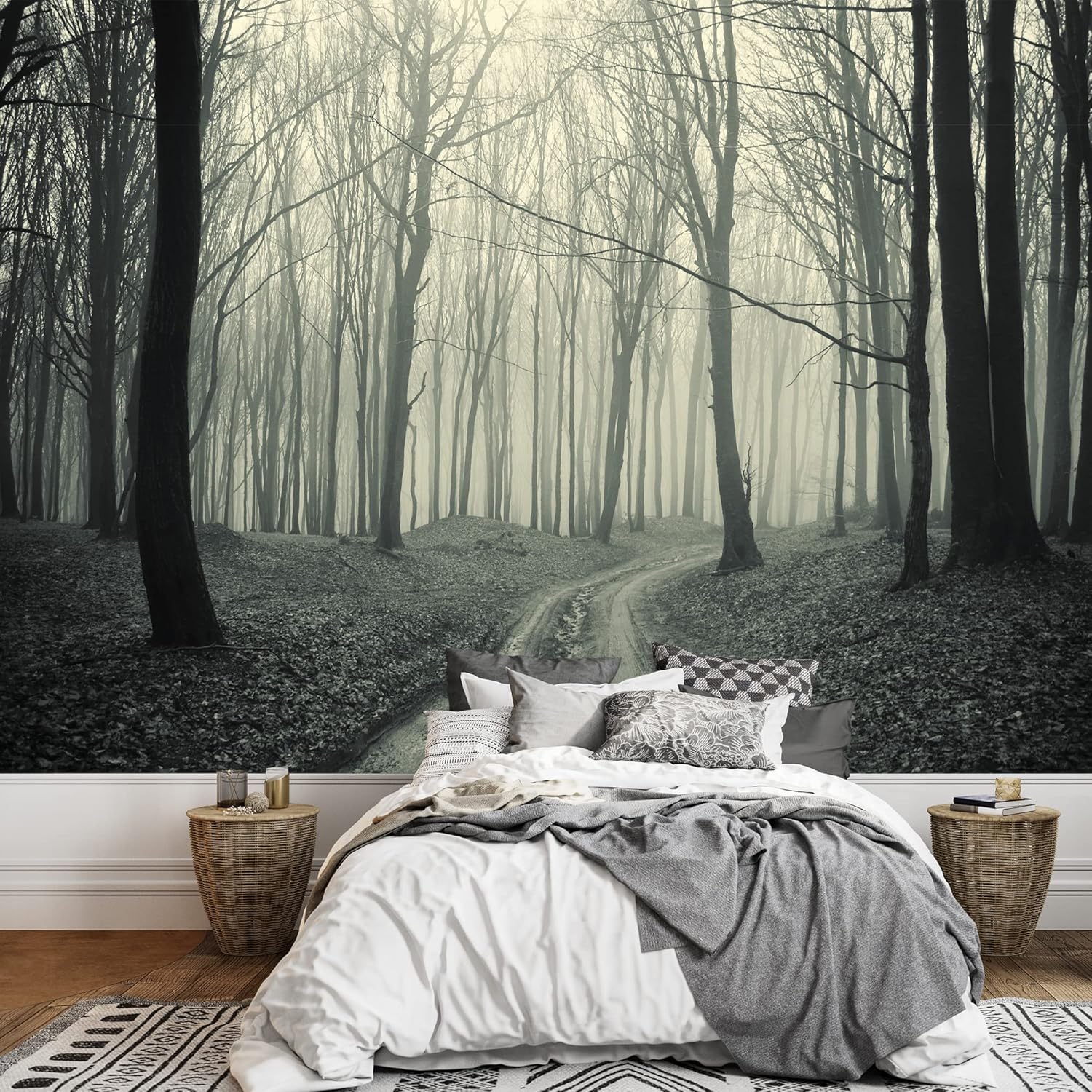 wall26 - Vinatge Mural of a Worn Out Pathway in a Dried Out Forest - Wall Mural, Removable Sticker, Home Decor - 66x96 inches