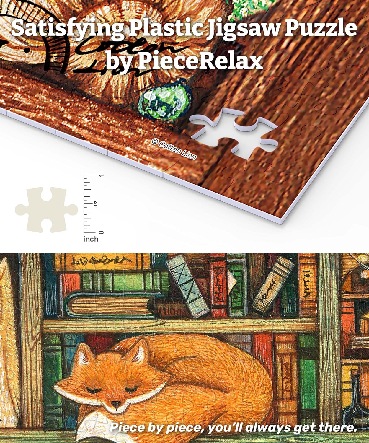PieceRelax PieceClicks Plastic Jigsaw Puzzle for Adults 1000 Pieces - Cotton Lion - Break Time - 25.2 X 18.9 Inches, Most Satisfying Table Games, No Glue Needed [U1072]