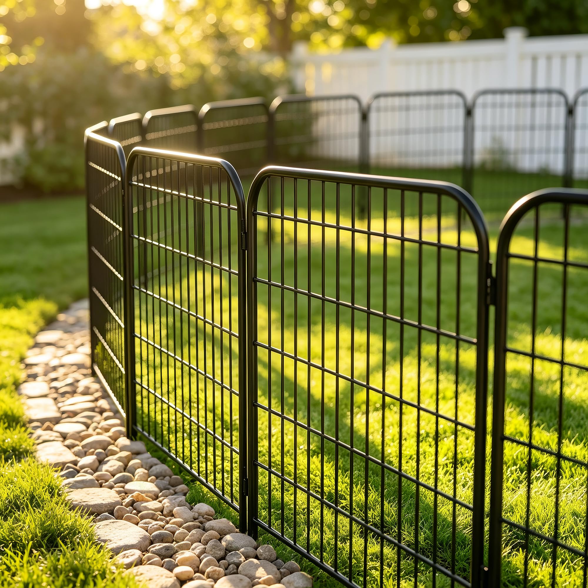 amagabeli 10 panels 32 in(h) x 25 ft(l) decorative garden fence gate,no dig dog fence outdoor for yard,rustproof tall garden fencing animal barrier metal wire panel border for flower bed,patio