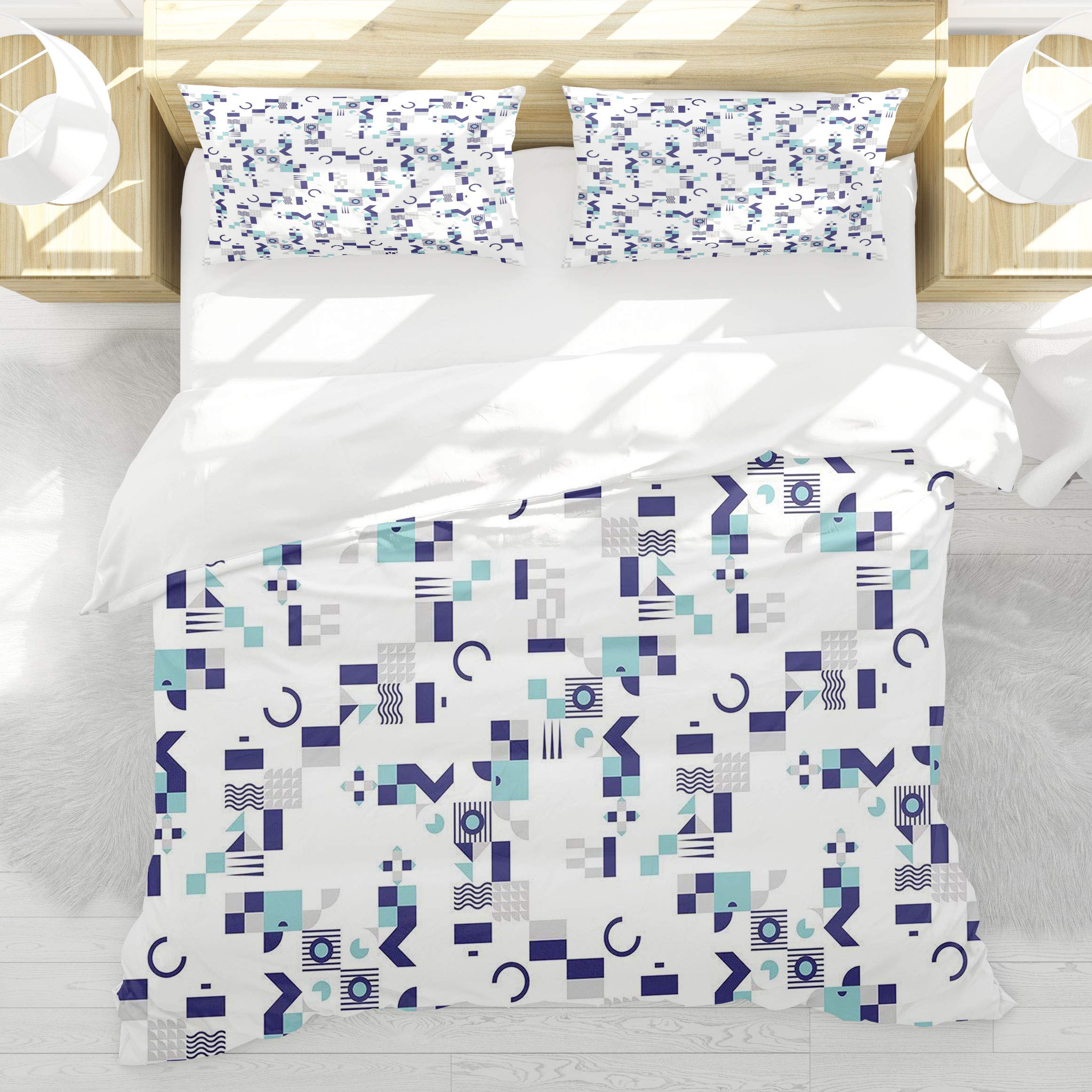 Housse de couette 140x200cm géométrique Art Deco avec 2 taies d'oreiller 50x75cm