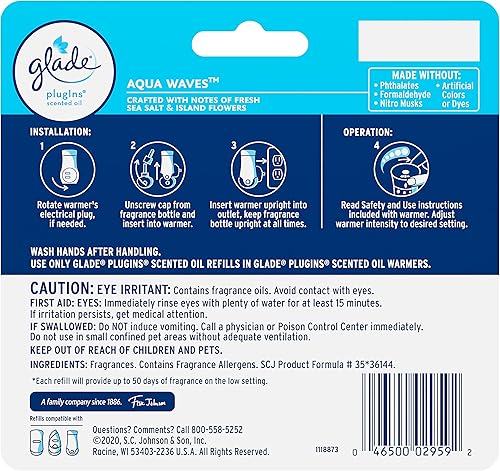 Vista 105 de Glade PlugIns - Repuestos de ambientador, con aceites esenciales y perfumados para el hogar y el baño, Sky & Sea Salt, 3.35 onzas líquidas, 5