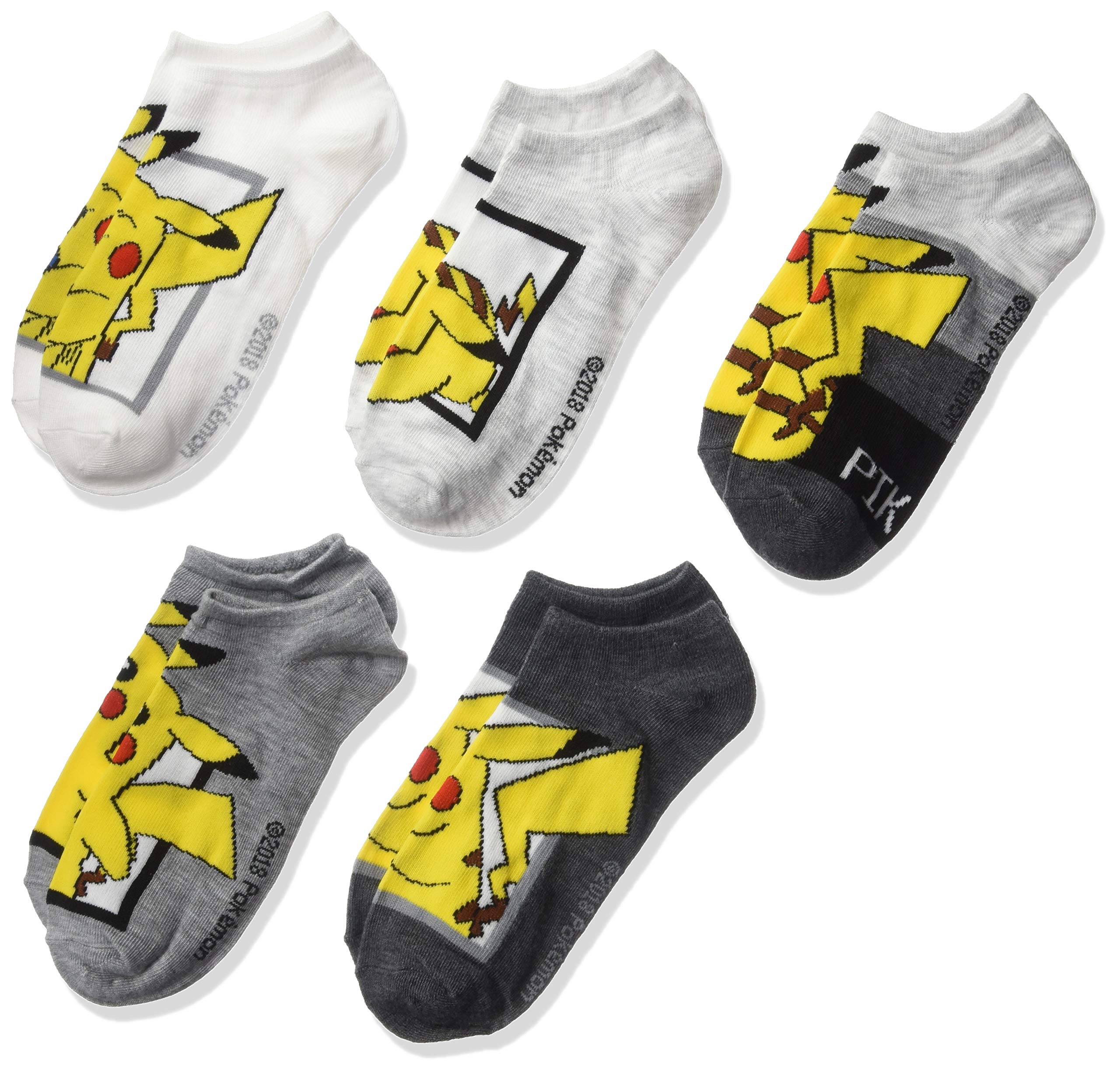 Pokemon boys Pokemon 5 Pack No Show Socks Casual Sock