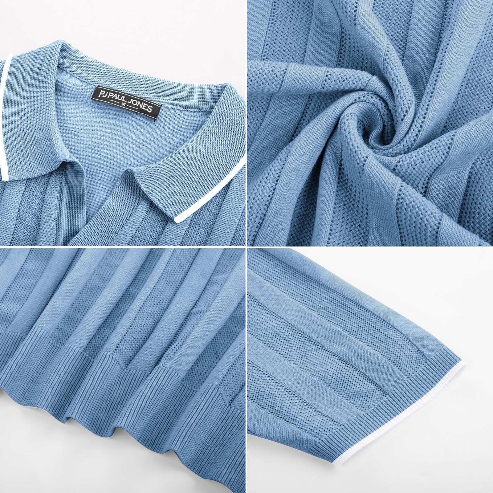 PJ PAUL JONES Polo de golf para hombre, ajuste regular, texturizado, cuello en V, para golf