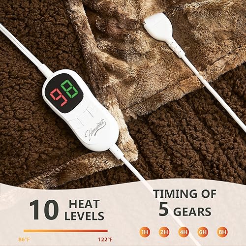 Miniatura 3 de Homemate Manta térmica con peso  Manta eléctrica de 50 x 60 pulgadas, 10 libras, calentamiento rápido, manta pesada de 12468 horas de apagado