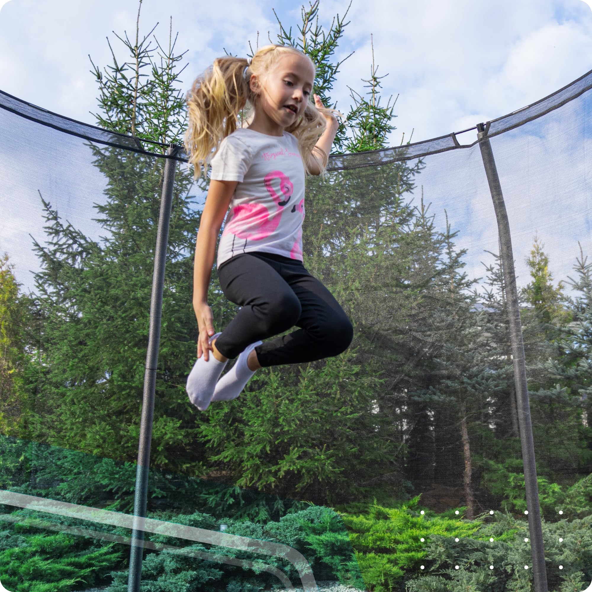 THUNDER Gartentrampolin Outdoor mit Sicherheitsnetz & Leiter – Stabil & Wetterfest für Garten & Freizeit