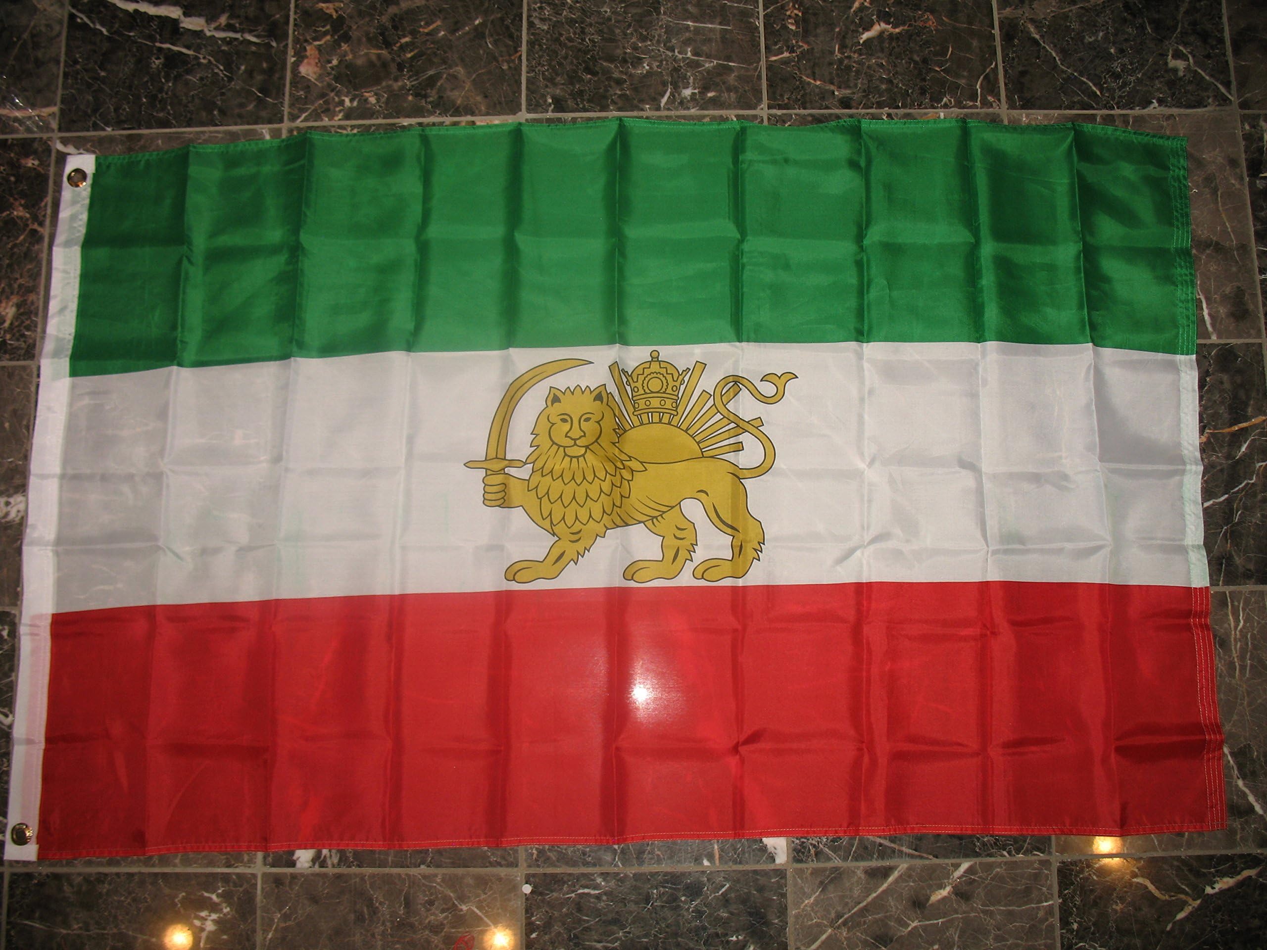Per 3'x5' Historic Iranian Lion Flag, Old Iran