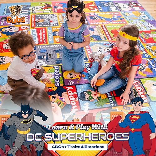 Miniatura 4 de KC Cubs DC Super Hero Rug - ABC Alphabet - Alfombra de juego de rasgos y emociones - Alfombras educativas y de aprendizaje - Juego para niños -