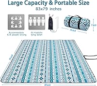 Vista 3 de PY SUPER MODE Mantas de pícnic extra grandes, impermeables, plegables, manta de playa para exteriores de gran tamaño, 83 x 79 pulgadas, a prueba